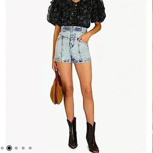 New Magali Pascal Jagger Shorts High Rise Acid Wash Hippie Festival 70 90s Y2K